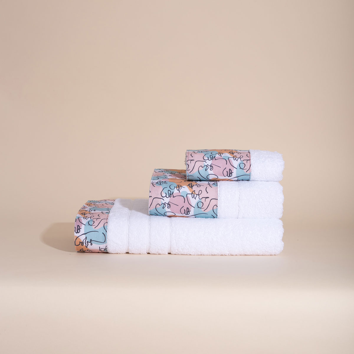 Πετσέτα Χεριών (30×50) White Fabric Art Multi Color White