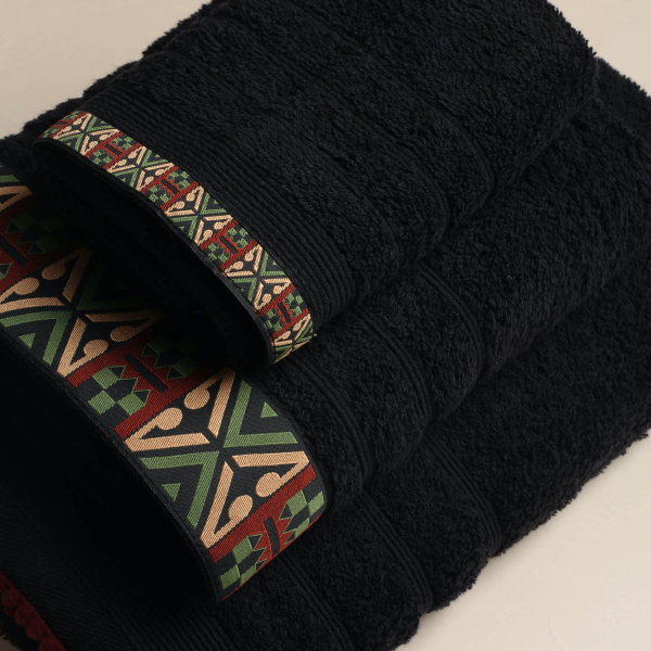 Πετσέτα Προσώπου (50x90) White Fabric Perrin Black 500gsm