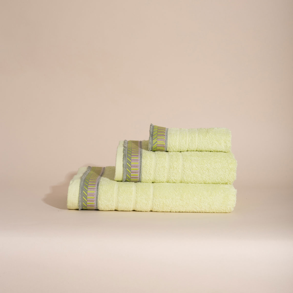 Πετσέτες Μπάνιου (Σετ 3τμχ) White Fabric Holly Green 550gsm
