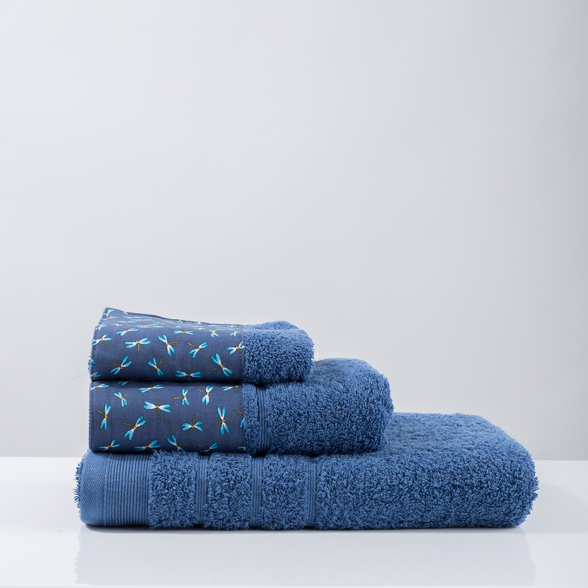 Πετσέτες Μπάνιου (Σετ 3τμχ) White Fabric Beni Blue 500gsm 213618