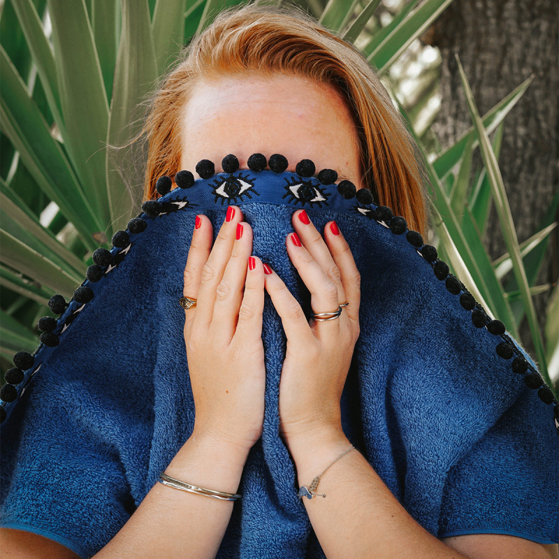 Πετσέτα Θαλάσσης (80x160) White Fabric Eye Patchwork Blue