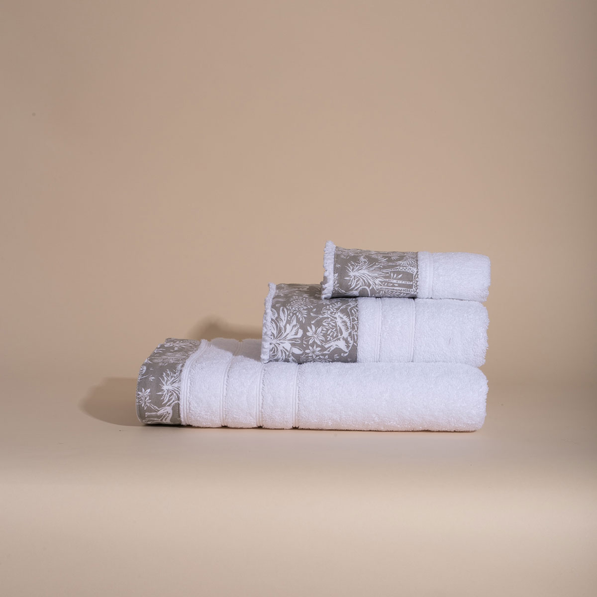 Πετσέτες Μπάνιου (Σετ 3τμχ) White Fabric Syma Sand White 550gsm 213703