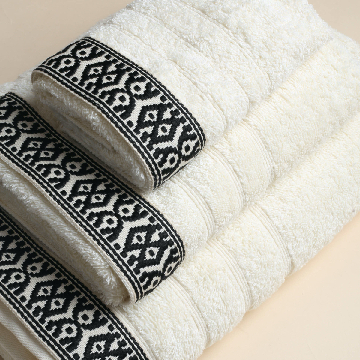Πετσέτες Μπάνιου (Σετ 3Τμχ) White Fabric Maribelle Ecru 500Gsm Home Λευκά Είδη Spitishop