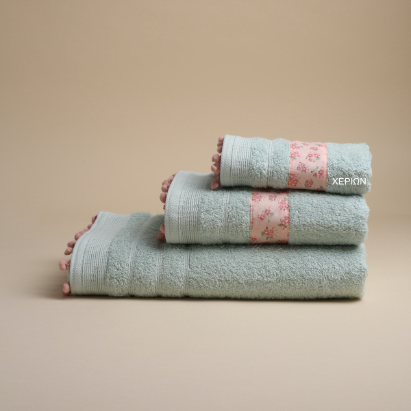 Πετσέτα Χεριών (30x50) White Fabric Botanical Green 500gsm