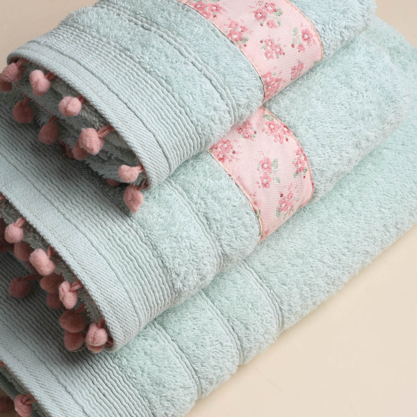 Πετσέτα Χεριών (30x50) White Fabric Botanical Green 500gsm