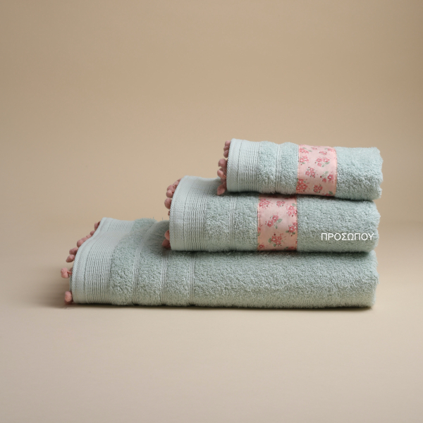 Πετσέτα Προσώπου (50x90) White Fabric Botanical Green 500gsm