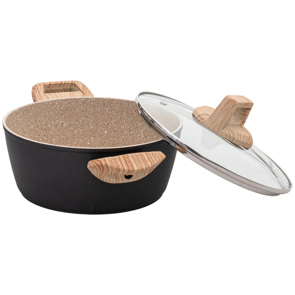 Αντικολλητική Κατσαρόλα (24εκ.) Πρεσσαριστού Αλουμινίου 4.3lt Estia Earth 01-10218