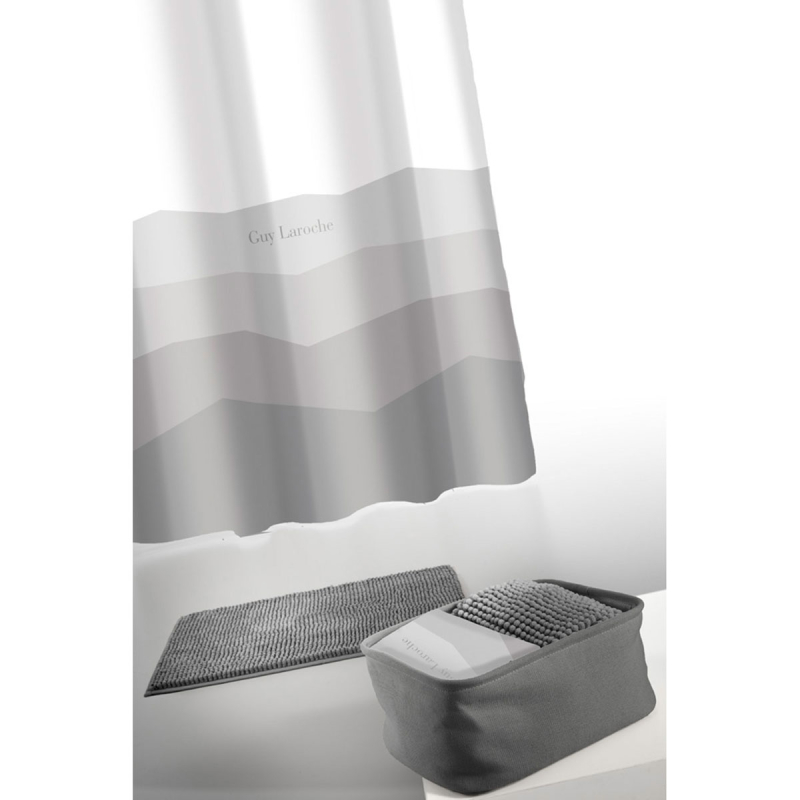 Κουρτίνα Μπάνιου + Πατάκι (Σετ 3τμχ) Με Κρίκους Guy Laroche Blum Anthracite