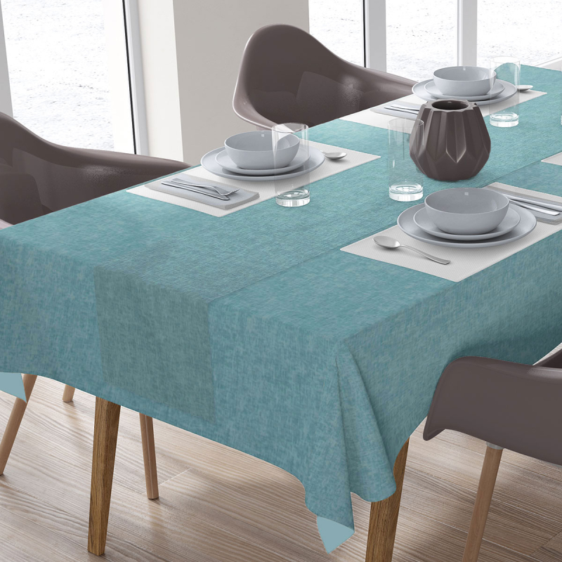 Αλέκιαστο Τραπεζομάντηλο (140x140) + Τραβέρσα (40x140) Dimcol Panama Petrol