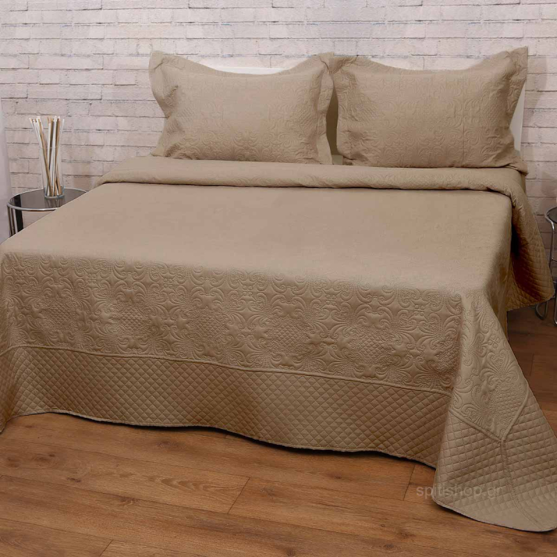 Κουβερλί Υπέρδιπλο (Σετ 220x240) Anna Riska Bedcover Olivia Beige