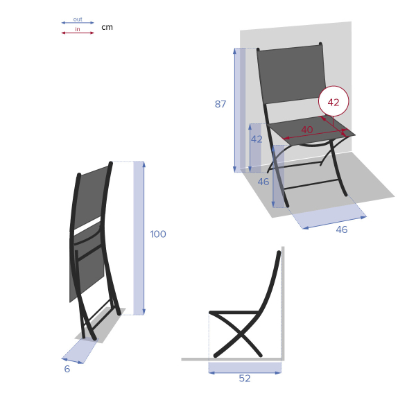 Πτυσσόμενη Καρέκλα Εξωτερικού Χώρου H-S Modula Bordeaux/Graphite 165409
