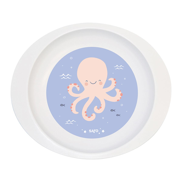 Παιδικό Σετ Φαγητού Και Σαλιάρα Σιλικόνης 6τμχ Saro Octopus 5286