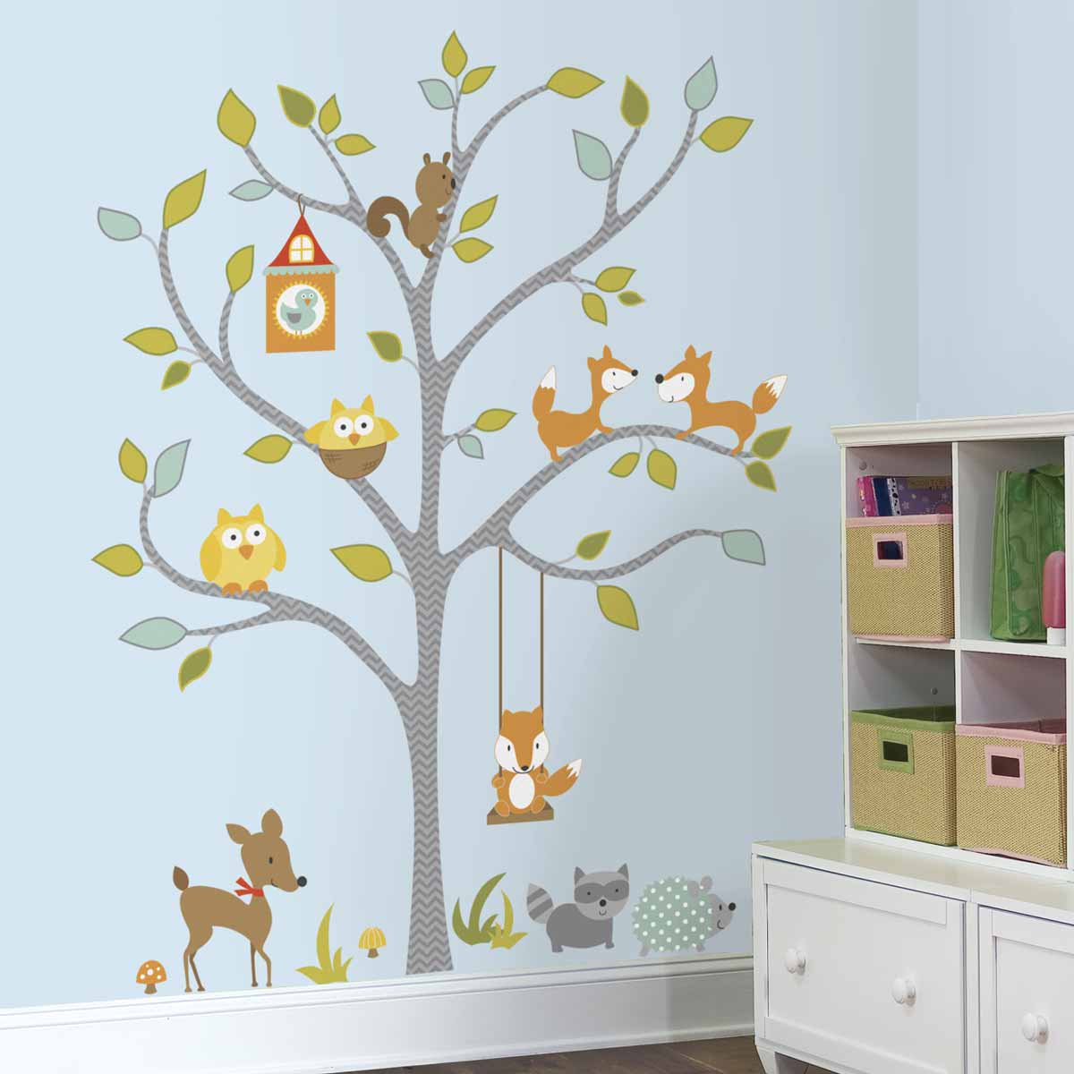 Παιδικά Αυτοκόλλητα Τοίχου RoomMates Δέντρο-Αλεπούδες RΜΚ2729