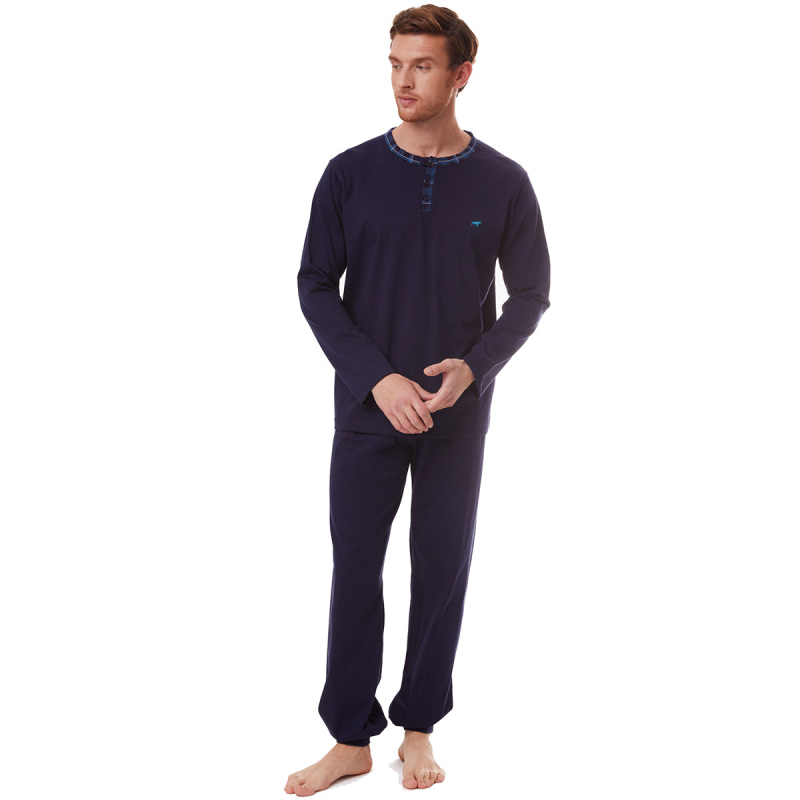 Πιτζάμα Ανδρική Χειμωνιάτικη Minerva 70954-100 Bull Μαρίν