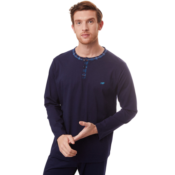 Πιτζάμα Ανδρική Χειμωνιάτικη Minerva 70954-100 Bull Μαρίν