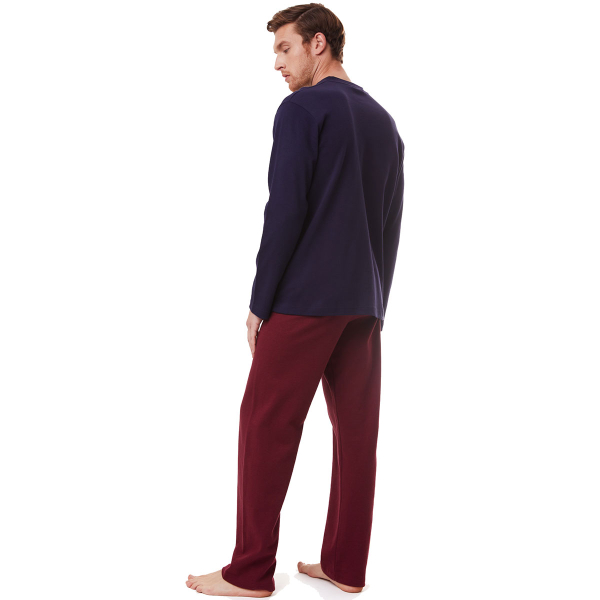 Πιτζάμα Ανδρική Χειμωνιάτικη Minerva 70962-100 Μαρίν/Μπορντώ
