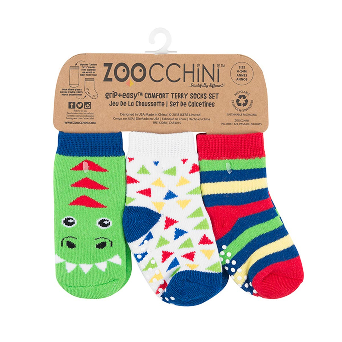 Βρεφικά Καλτσάκια (Σετ 3 Ζεύγη) Zoocchini Devin The Dinosaur Home Ένδυση Παιδική - Βρεφική Σπιτιού Παιδικά & Αξεσουάρ Ένδυσης Spitishop