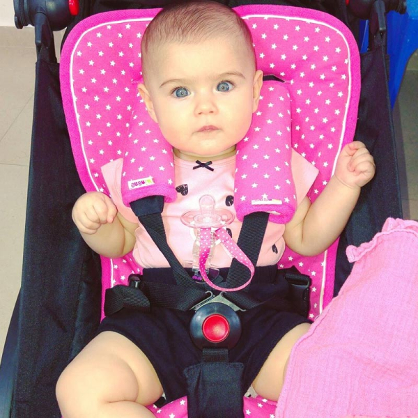 Στρωματάκι Καροτσιού/Καθίσματος Αυτοκίνητου & Προστατευτικά Μαξιλαράκια Ζώνης (Σετ) Minene Φούξια Με Αστέρια