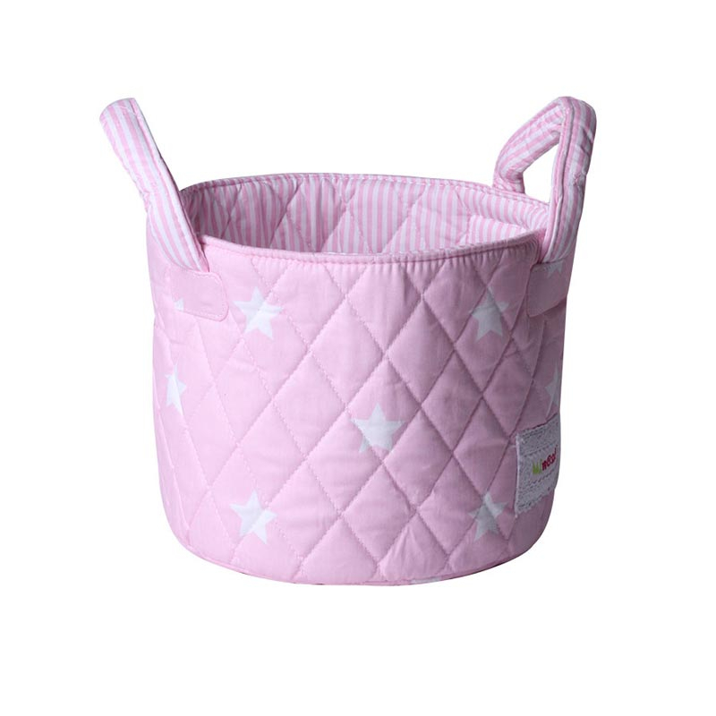 Καλάθι Καλλυντικών (Φ22x18) Minene Ροζ Αστέρια