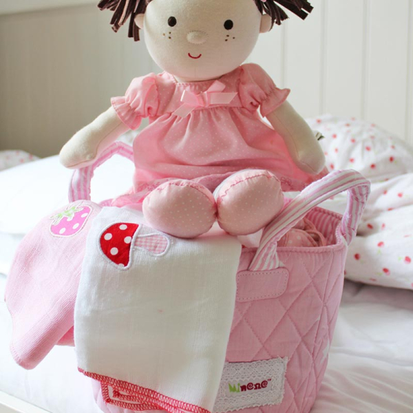 Καλάθι Καλλυντικών (Φ22x18) Minene Ροζ Αστέρια