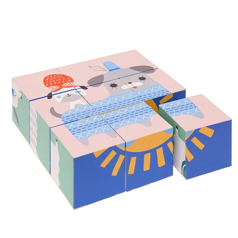 Ξύλινο Παζλ Με 9 Κύβους Petit Monkey Peanut & Friends PTM-PMG009