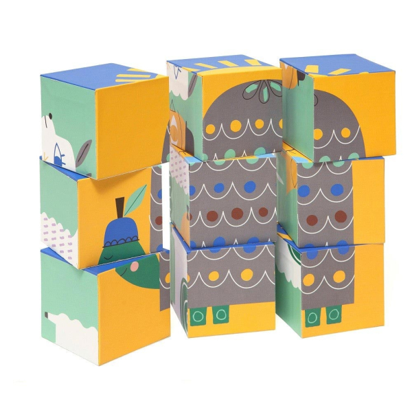 Ξύλινο Παζλ Με 9 Κύβους Petit Monkey Peanut & Friends PTM-PMG009