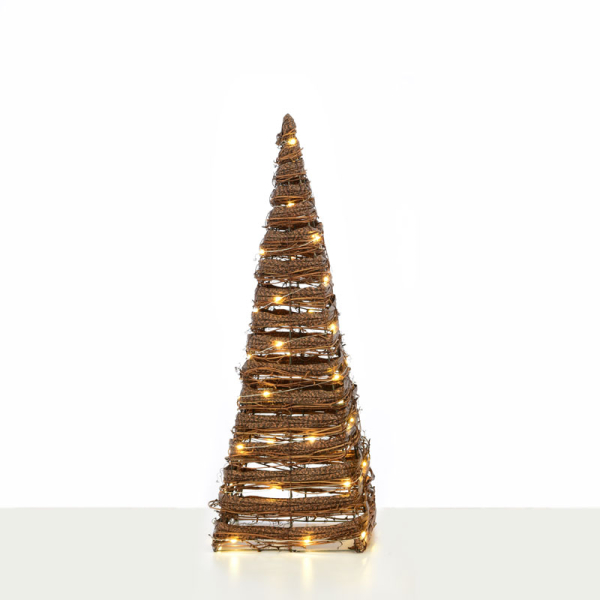 Χριστουγεννιάτικο Δεντράκι Με 40 Led Aca Cone Tree Rattan Natural X11401120
