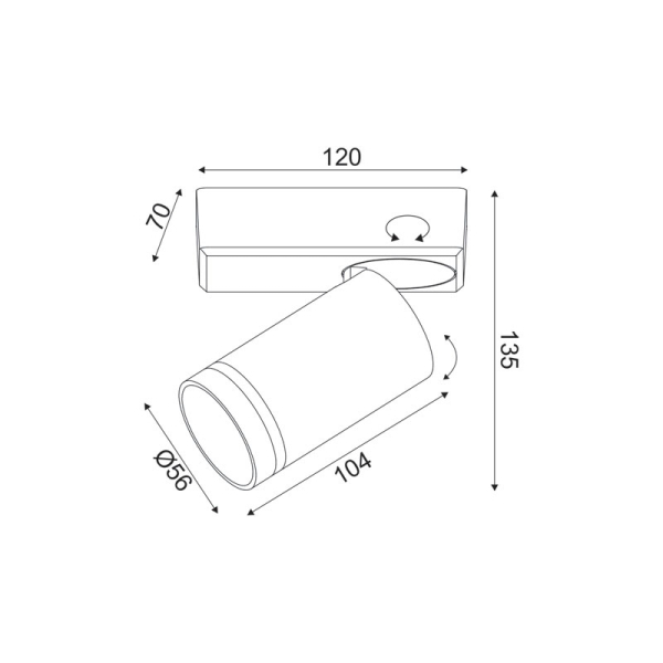 Σποτ Μονόφωτο Aca Divino RA3631SGY Grey