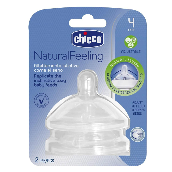 Φυσιολογικές Θηλές Σιλικόνης Ρυθμιζόμενης Ροής 4+Μ (Σετ 2τμχ) Chicco Natural Feeling B50-81035-20