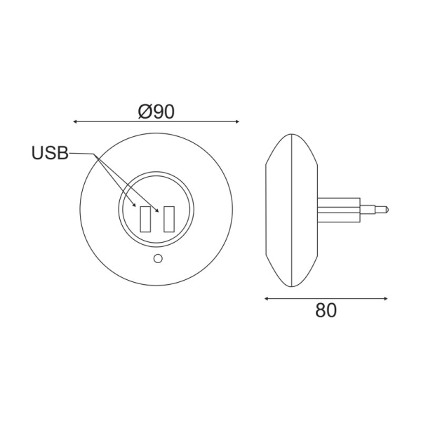 Φωτάκι Νυκτός LED Με 2 Θύρες USB Aca SF78LED