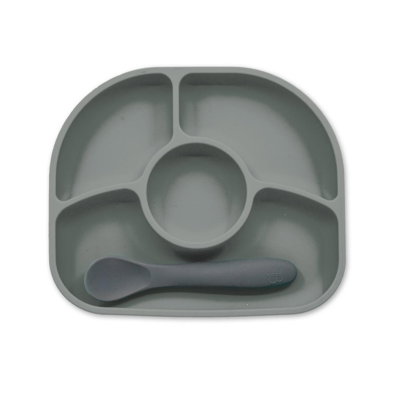 Πιάτο Σιλικόνης Με Χωρίσματα & Κουτάλι Bbluv Yumi B0153-G Grey