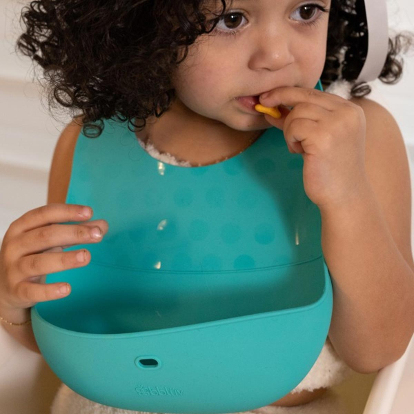 Σαλιάρες Σιλικόνης 4+ Μηνών (21.8x3.2x30.5) & Κουτάλι Σετ 3τμχ Bbluv B0183-A Aqua/Grey