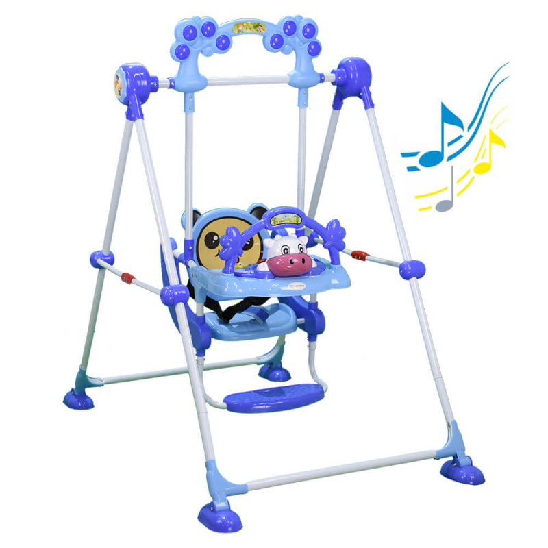 Πτυσσόμενη Κούνια Παιδική (131x80x125) Bebe Stars Cow Blue 021-181