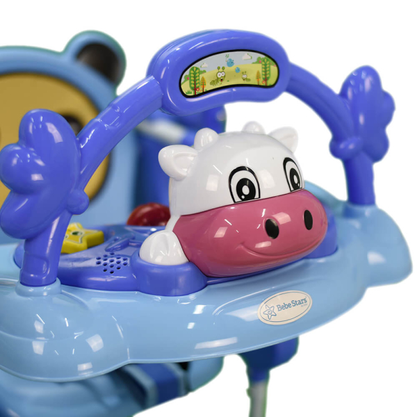 Πτυσσόμενη Κούνια Παιδική (131x80x125) Bebe Stars Cow Blue 021-181