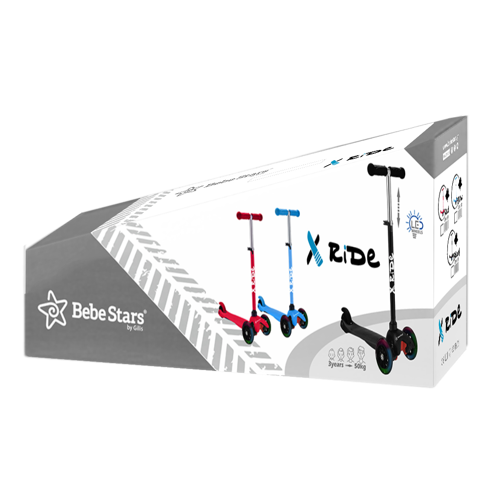 Παιδικό Πατίνι Τρίτροχο (3+ Ετών) Bebe Stars Xride Black 660-188 Home Παιχνίδια Πατίνια - Skateboard Spitishop