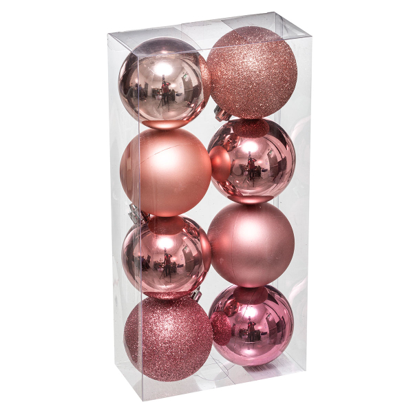 Χριστουγεννιάτικα Στολίδια (Σετ 8τμχ) A-S Xmas Balls Pink 129170SD