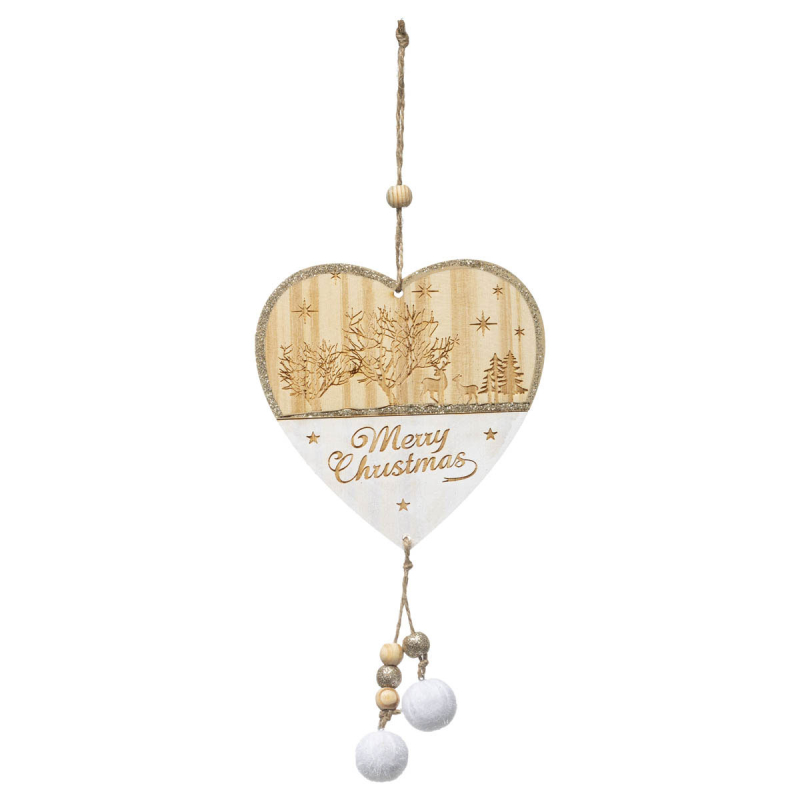Χριστουγεννιάτικο Κρεμαστό Διακοσμητικό (11.5x31) A-S Wooden Heart 175867