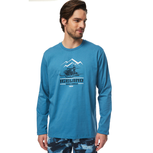 Πιτζάμα Ανδρική Χειμωνιάτικη Minerva Iceland 71018-670 Γαλάζιο