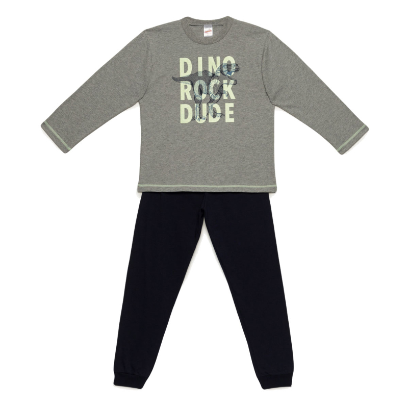 Πιτζάμα Παιδική Χειμωνιάτικη Minervakia Dino Rock 62063-023 Γκρι