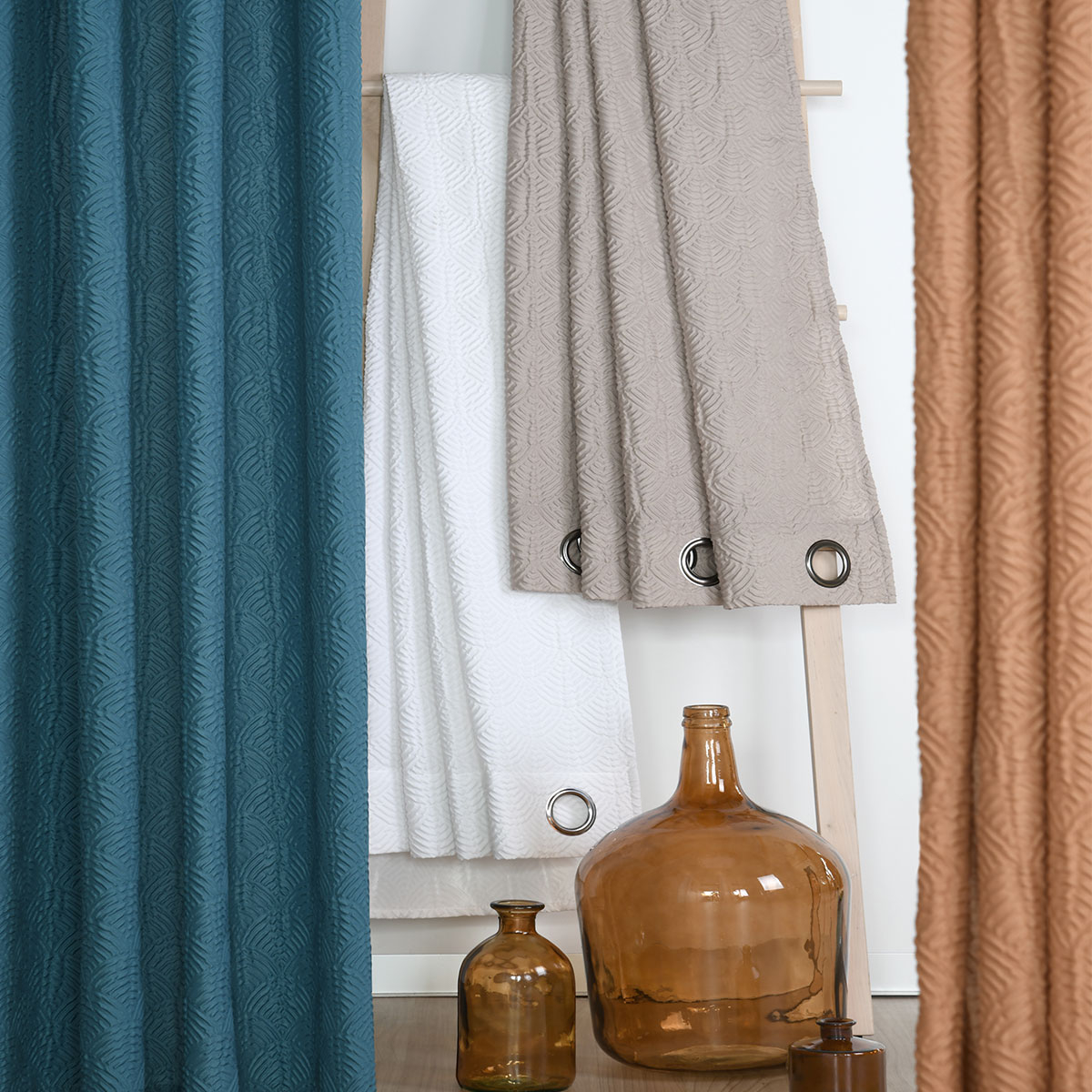 Κουρτίνα (135X260) με Τρουκς S-F Bruges Petrole R6C100004 Home Κουρτίνες Σαλονιού Spitishop