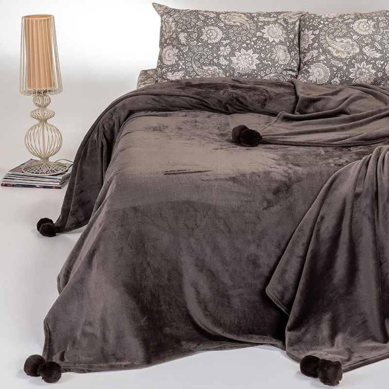 Κουβέρτα Fleece Υπέρδιπλη (220x240) Melinen Lisboa Brown Grey