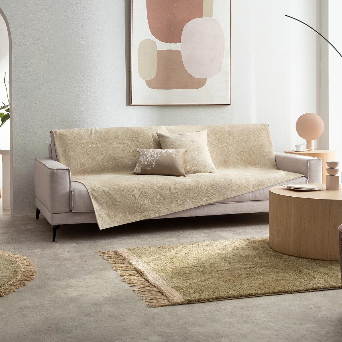 Ριχτάρι Πολυθρόνας Βελουτέ (180X180) Gofis Home Nimbus Willow Beige 447 52 Λευκά Είδη Σαλονιού Ριχτάρια Καναπέ Spitishop