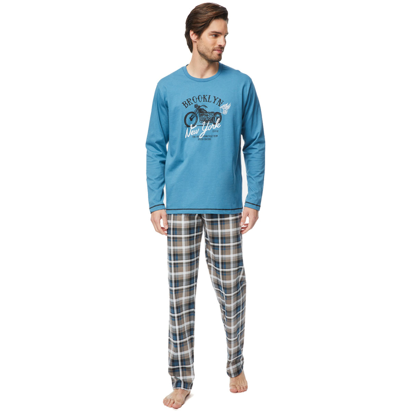 Πιτζάμα Ανδρική Χειμωνιάτικη Minerva Brooklyn 71014-670 Blue Steel