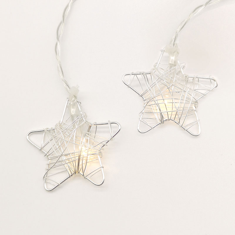 Διακοσμητική Γιρλάντα Μπαταρίας Με 10 LED Φωτάκια & Χρονοδιακόπτη Aca Metal Star Silver XMSSTAR10WW2AT