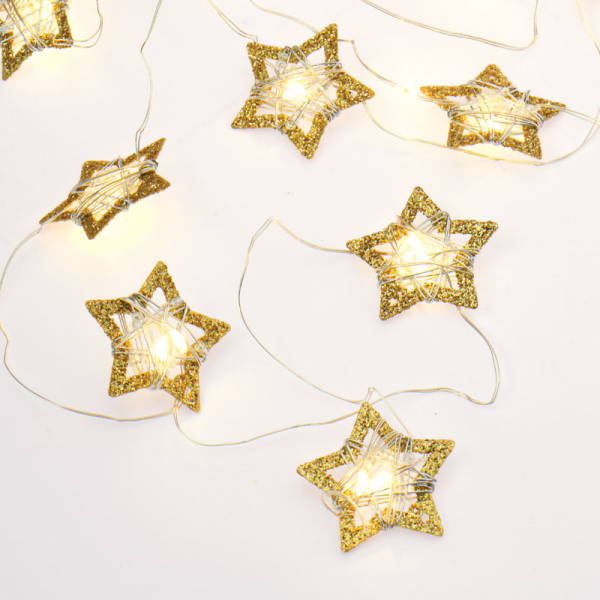 Χριστουγεννιάτικη Διακοσμητική Γιρλάντα Μπαταρίας Με 20 Led Φωτάκια Aca Glitter Star XL20WW2A
