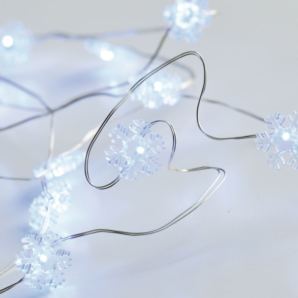 Χριστουγεννιάτικη Διακοσμητική Γιρλάντα Μπαταρίας Με 20 Led Φωτάκια Aca Snowflake Cool X01202114