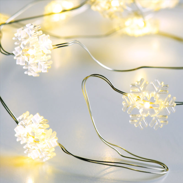 Χριστουγεννιάτικη Διακοσμητική Γιρλάντα Μπαταρίας Με 20 Led Φωτάκια Aca Snowflake Warm X01201114