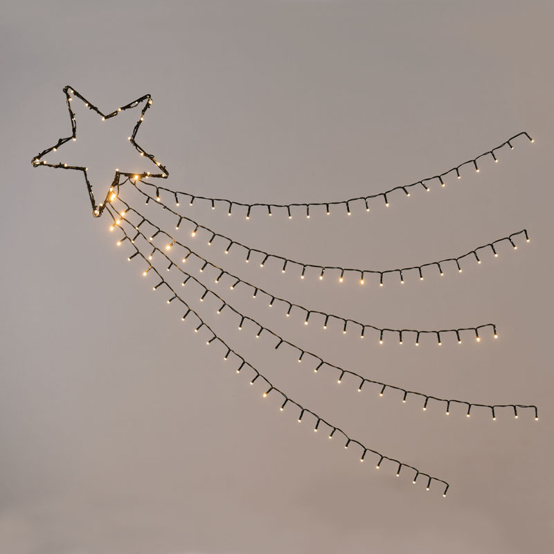 Χριστουγεννιάτικα Λαμπάκια Με Αστέρι 150 Led Σε Σειρά Θερμό Λευκό Με 8 Προγράμματα Aca X081501225