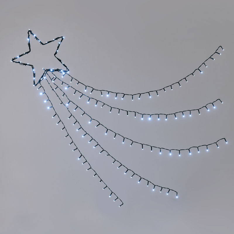 Χριστουγεννιάτικα Λαμπάκια Με Αστέρι 150Led Σε Σειρά Ψυχρό Λευκό Με 8 Προγράμματα Aca X081502225