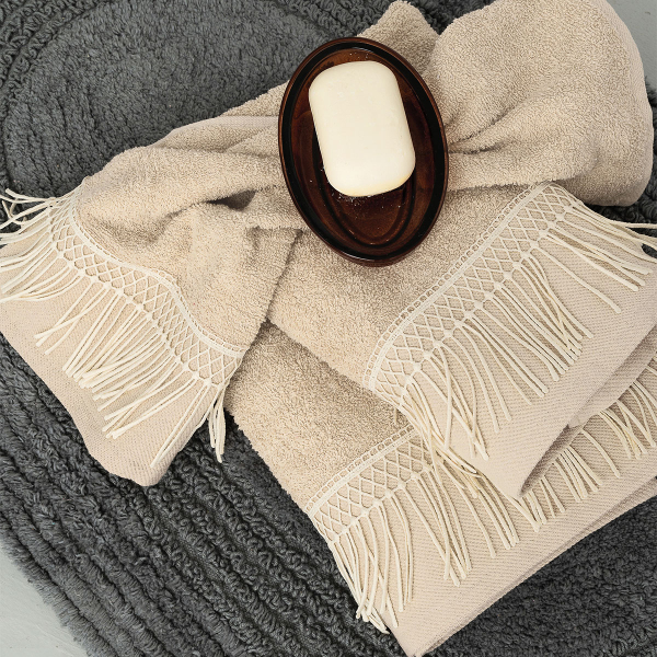 Πετσέτες Μπάνιου (Σετ 3τμχ) Palamaiki Towels Harper Cream 450gsm